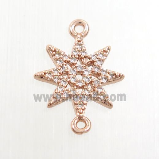 copper northstar connector paved zircon, rose gold