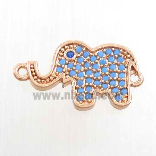 copper elephant connector paved zircon, turq, rose gold