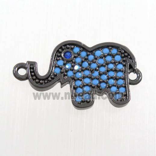 copper elephant connector paved zircon, turq, black plated