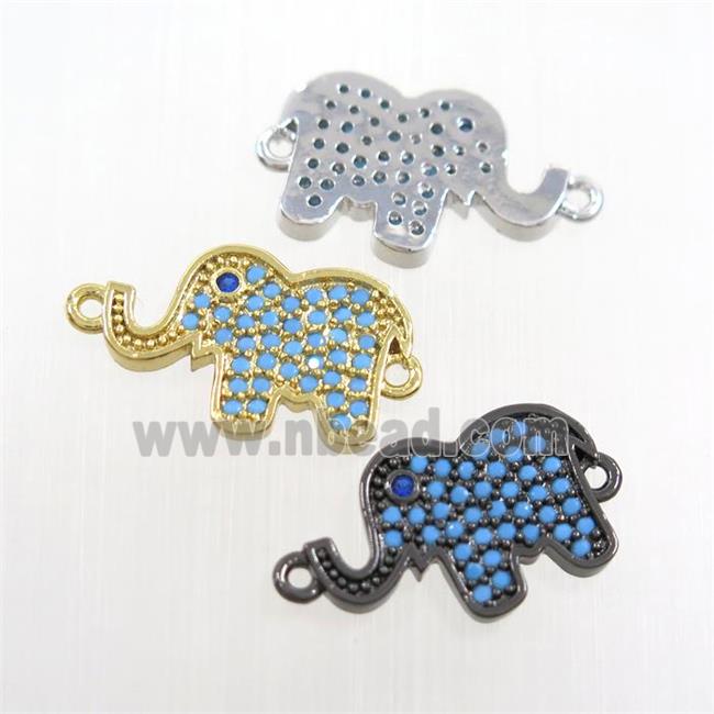 copper elephant connector paved zircon, turq, mix color