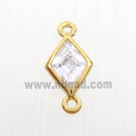 copper rhombic connector paved zircon, gold plated