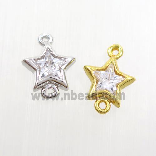 copper star connector paved zircon, mix color