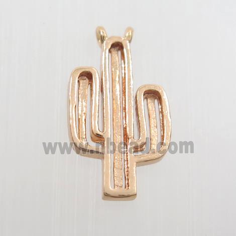 copper cactus pendants with 2loops, rose gold