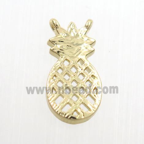 copper pineapple pendant with 2loops, gold plated