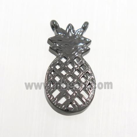 copper pineapple pendant with 2loops, black plated