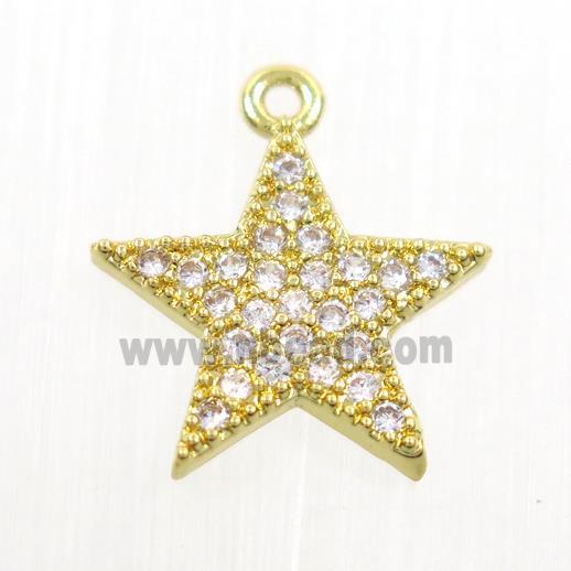 copper star pendant paved zircon, gold plated