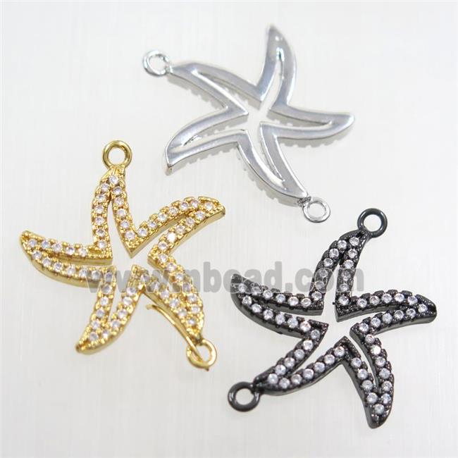 copper starfish pendant paved zircon, mix color