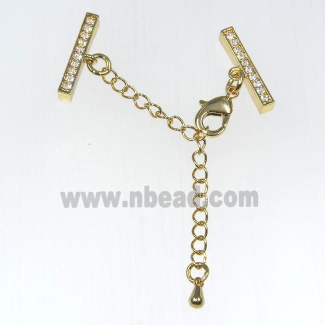 Cord End pave zircon for necklace, gold plated