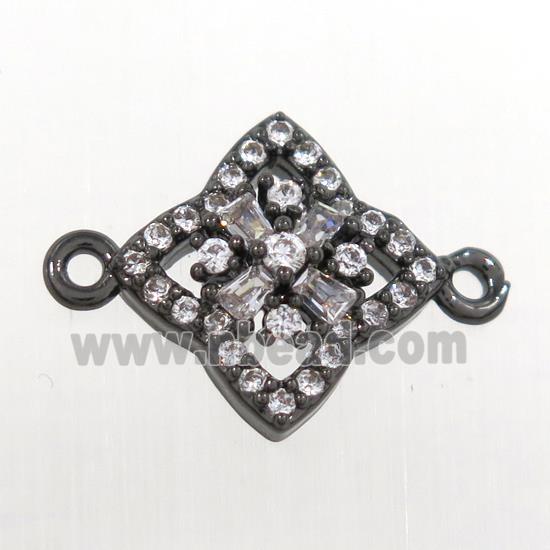 copper star connector paved zircon, black plataed