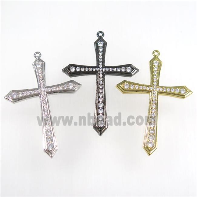 copper cross pendant paved zircon, mixed color