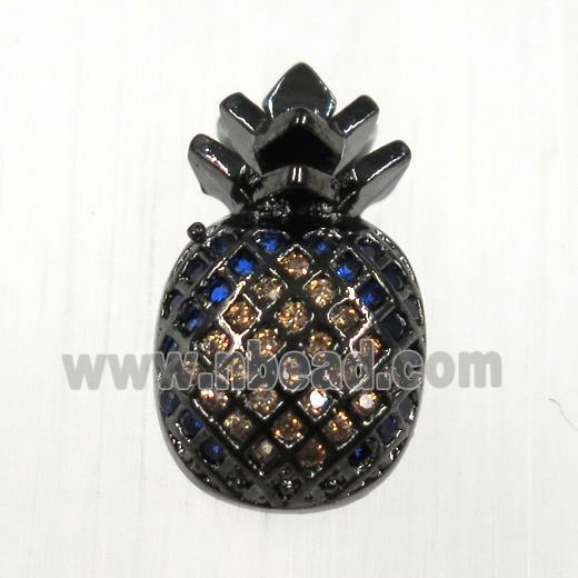 copper pineapple pendants paved zircon, black plated