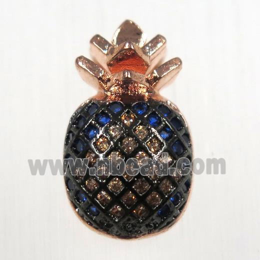 copper pineapple pendants paved zircon, rose gold