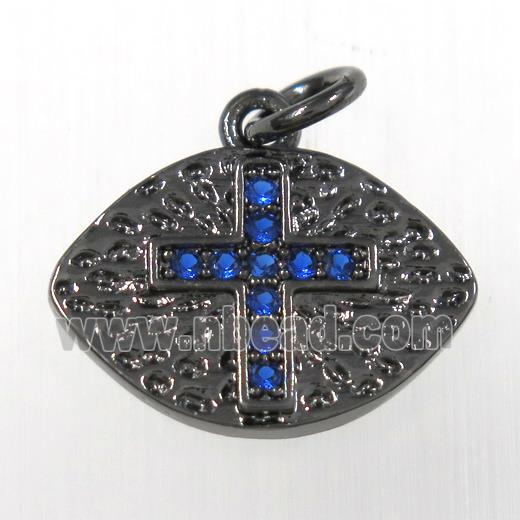 copper eye cross pendants paved zircon, black plated