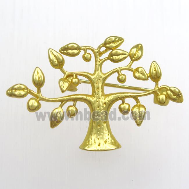 copper Christmas Tree Brooch, gold plated