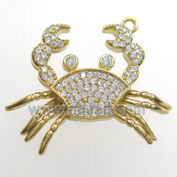 copper Crab pendant paved zircon gold plated