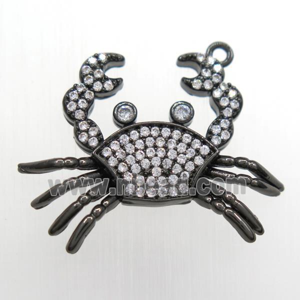 copper Crab pendant paved zircon, black plated
