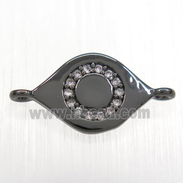 copper eye connector paved zircon, black plated