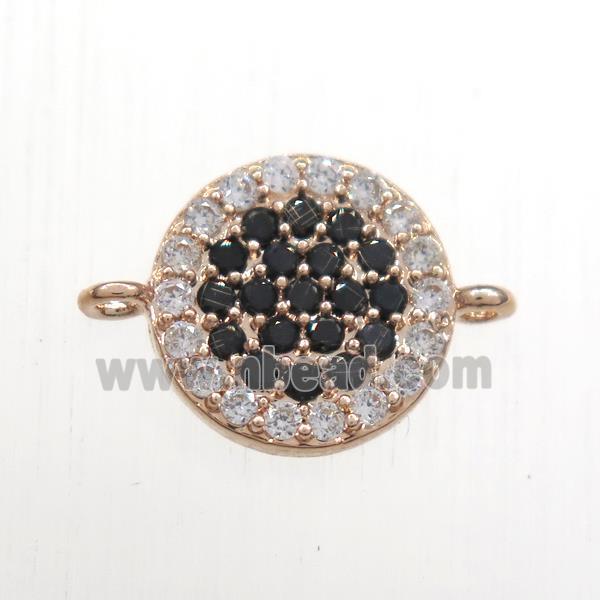 copper circle connector paved zircon, rose gold