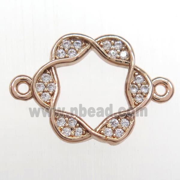 copper Wreath connector paved zircon, rose gold