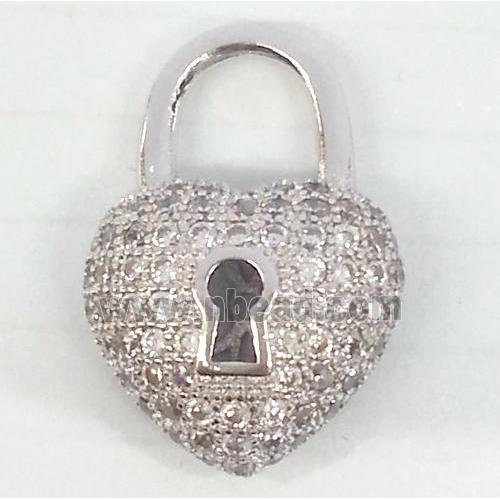 Zircon, copper pendant, platinum plated