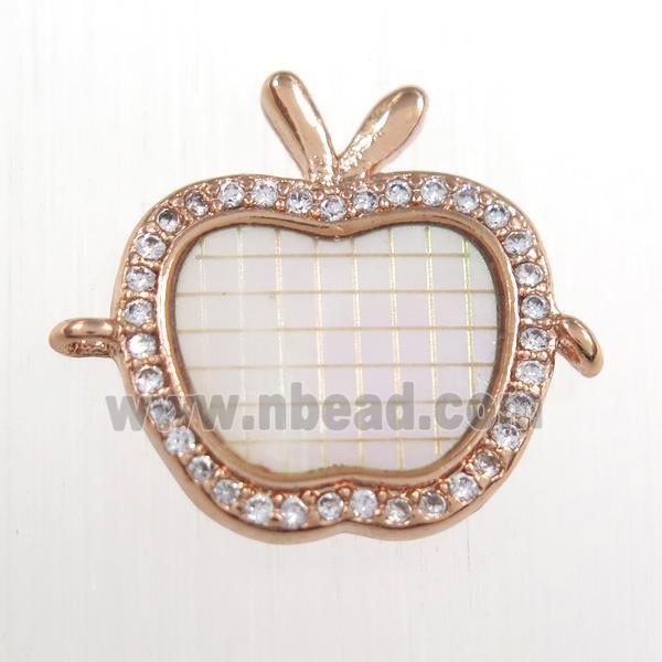 copper apple connector paved zircon, rose gold