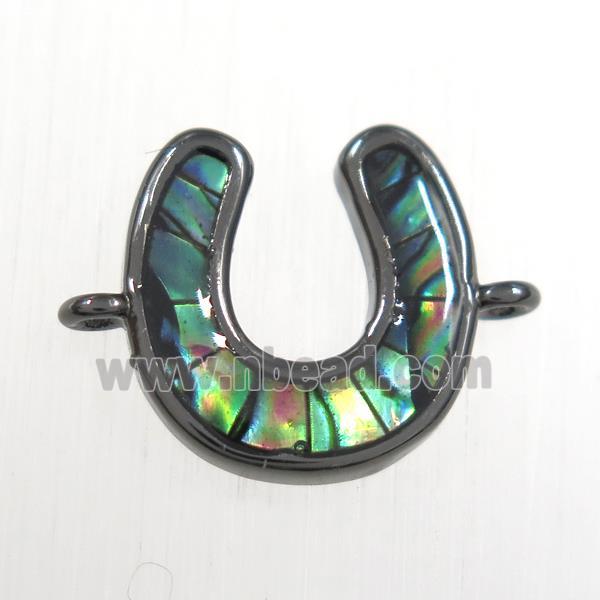 copper U connector with abalone shell, black plated