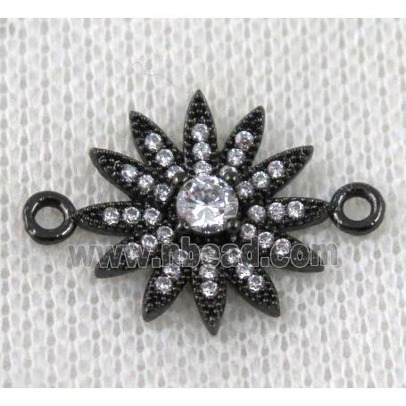 copper sunflower connector paved zircon, black plated