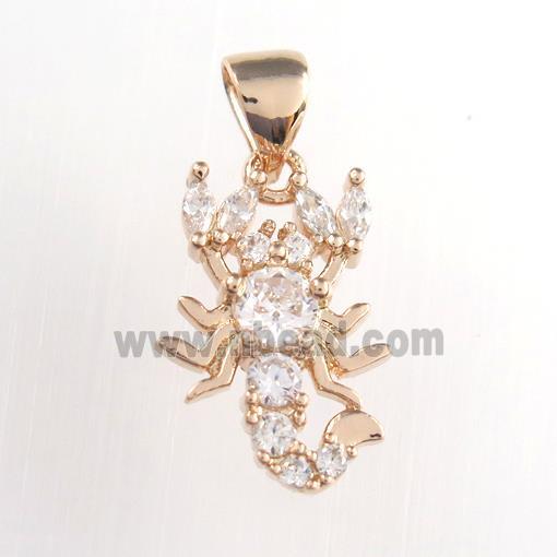 copper Scorpio pendant paved zircon, rose gold