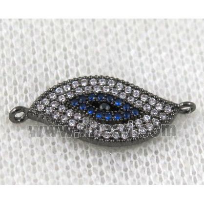 copper eye connector paved zircon, black plated