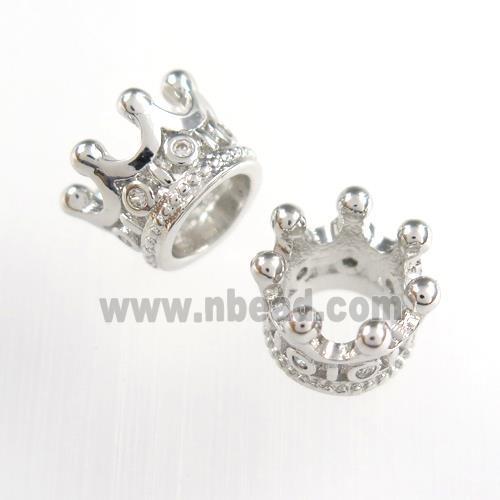 copper crown bead paved zircon, platinum plated