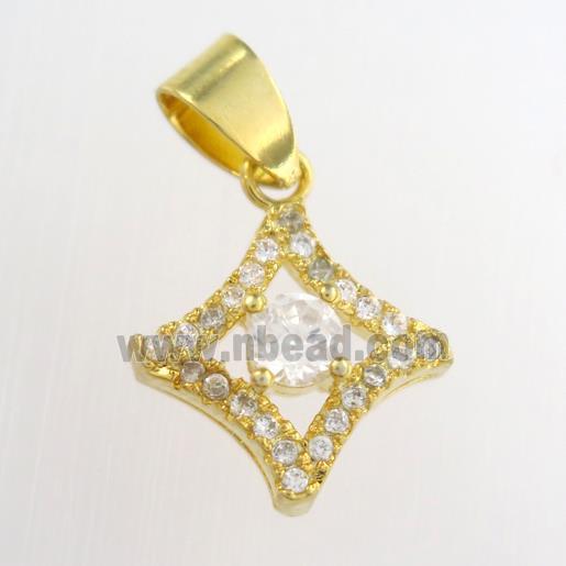 copper star pendants paved zircon, gold plated