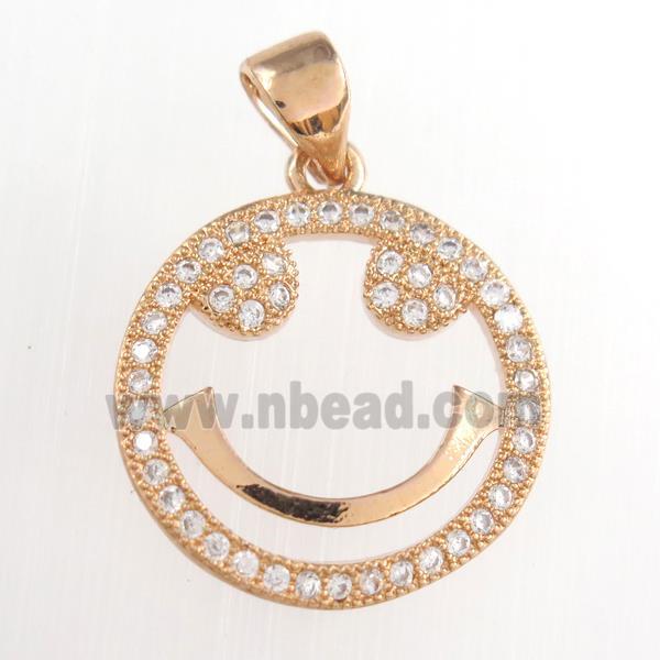 copper emoji pendants paved zircon, rose gold