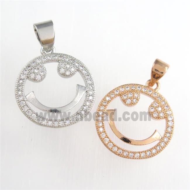 copper emoji pendants paved zircon, mixed