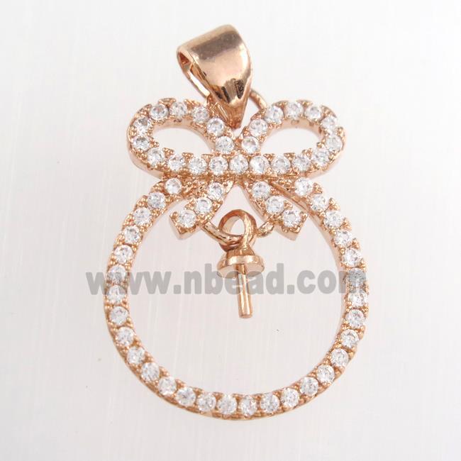 copper pendants paved zircon, knot, rose gold