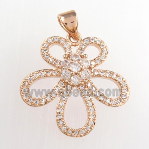 copper knot pendants paved zircon, rose gold