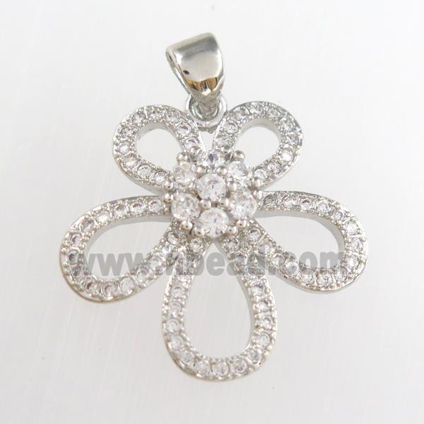 copper knot pendants paved zircon, platinum plated