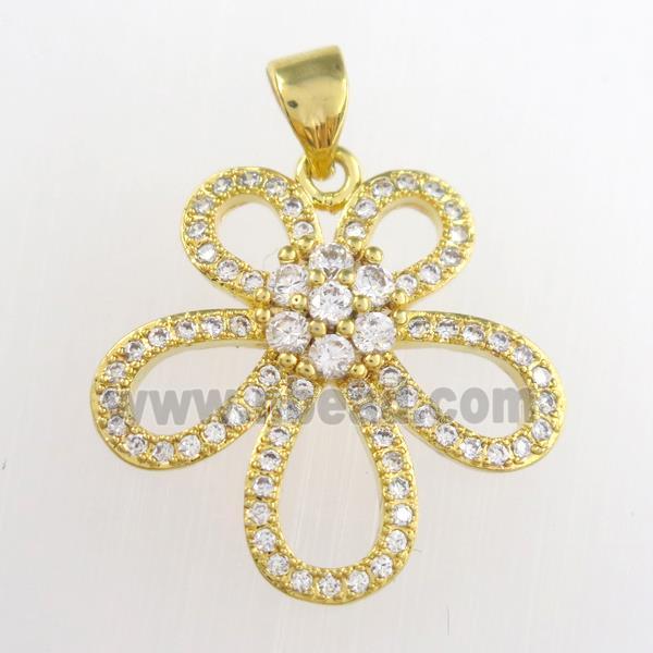 copper knot pendants paved zircon, gold plated
