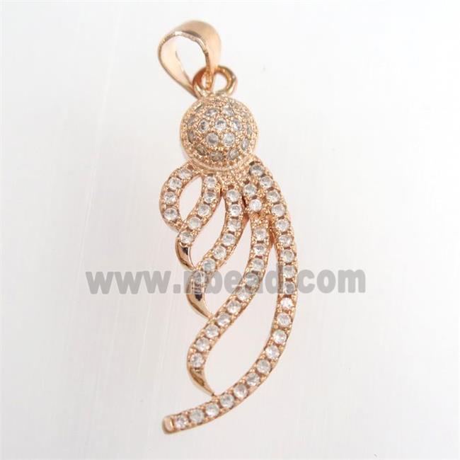 copper pendants paved zircon, rose gold
