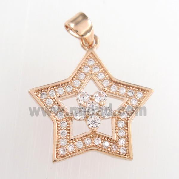 copper star pendants paved zircon, rose gold