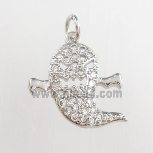 copper dolphin pendants paved zircon, platinum plated