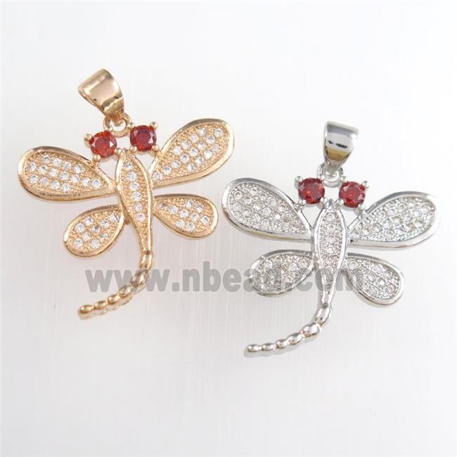 copper dragonfly pendants paved zircon, mixed
