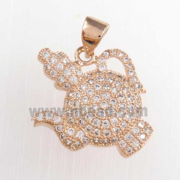 Allah teapot copper pendants paved zircon, rose gold
