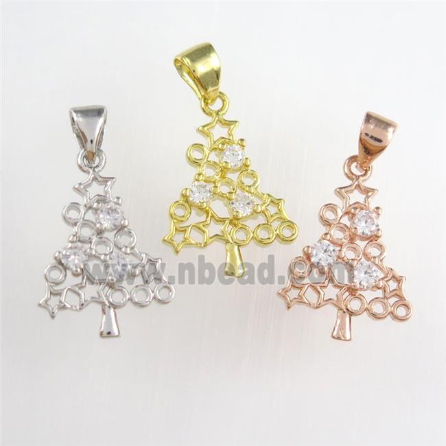 christmas tree, copper pendants paved zircon, mixed color