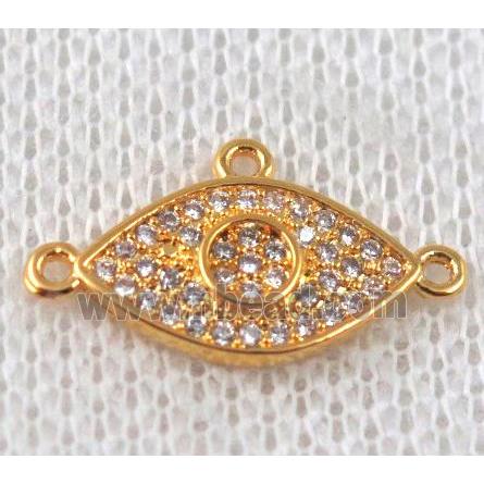 copper eye connector paved zircon with 3loops, gold plated
