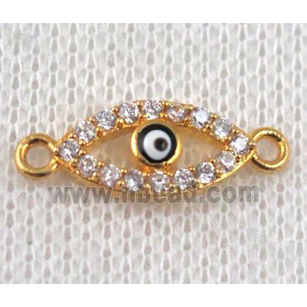 copper evil eye connector paved zircon, gold plated