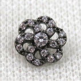 copper flower beads paved zircon, black plated