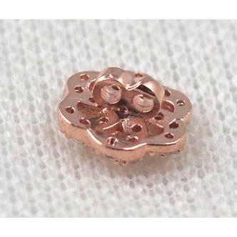 copper flower beads paved zircon, rose gold