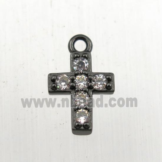 copper cross pendant paved zircon, black plated