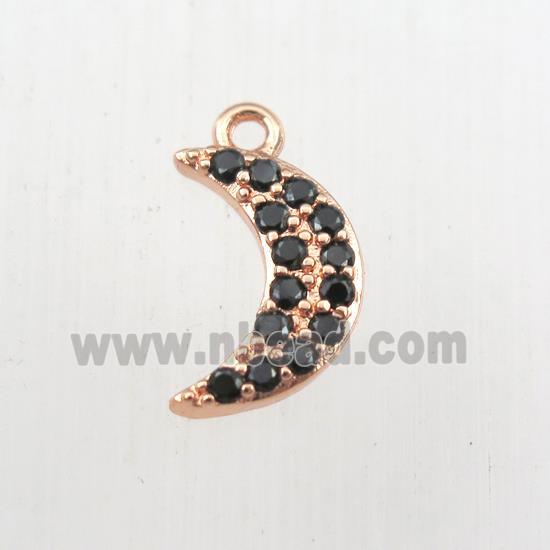 copper moon pendant paved zircon, rose gold