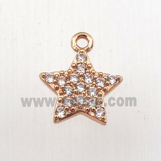 copper star pendant paved zircon, rose gold